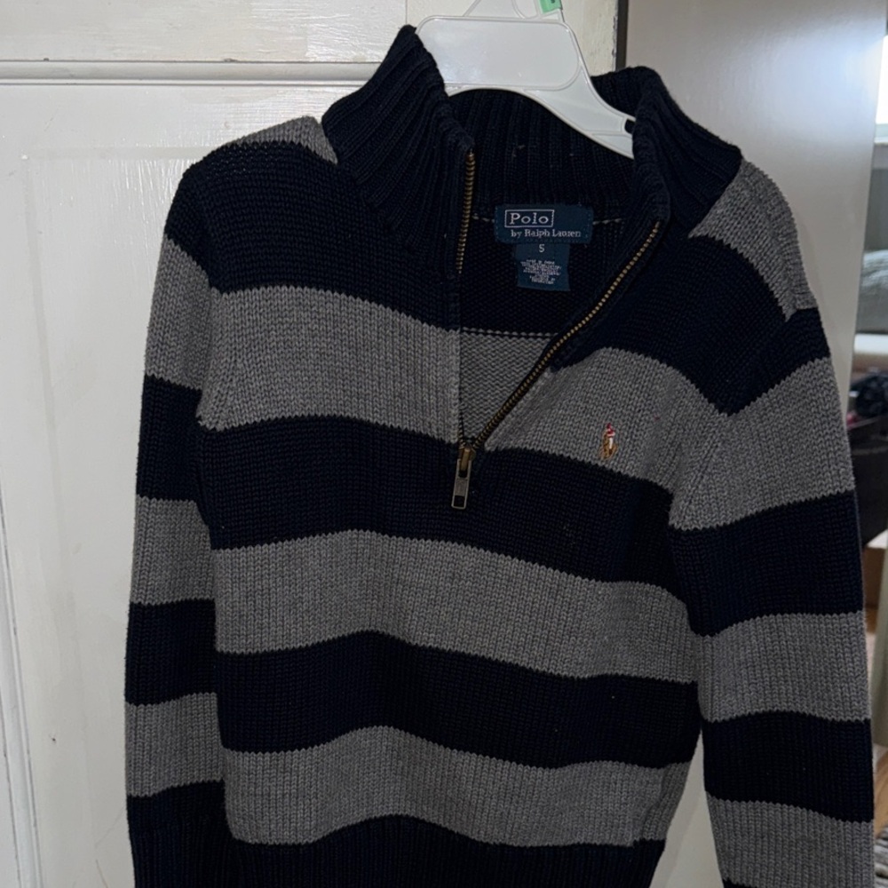 Polo by Ralph Lauren Men's Zip-Up Sweater in Navy and Gray